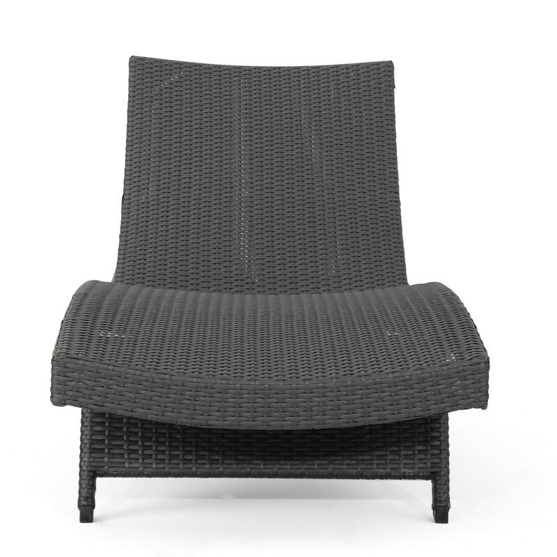 2-Piece PE Wicker Chaise Lounge Set, Adjustable Outdoor Stackable Sunbathing Chairs
