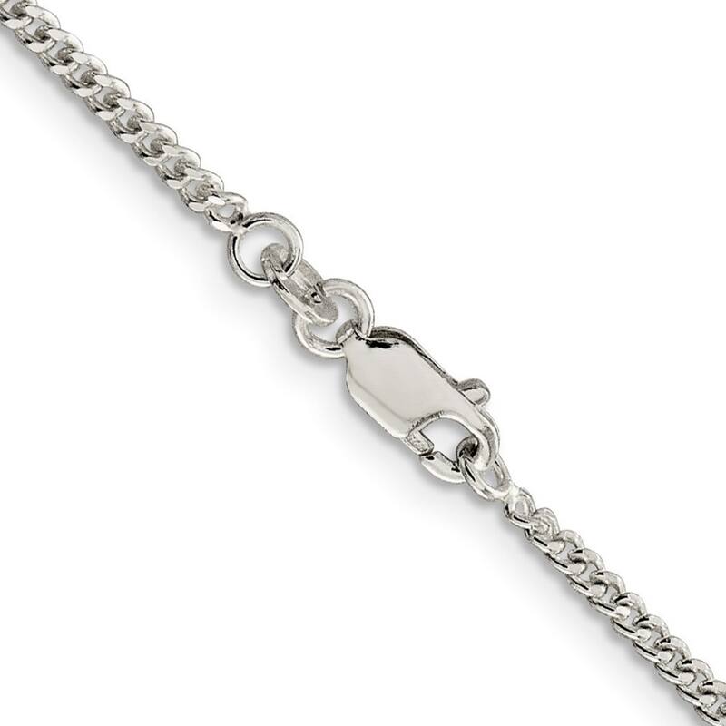 Curata 925 Sterling Silver Rhodium 2mm Curb Chain Necklace Options: 16 18 20 22 24 26