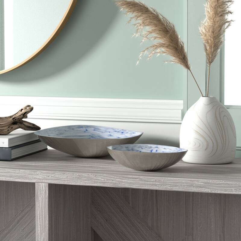 Coastal Metal Bowls with Modern Sculptural Design (Set of 2) - 23" x 7" x 5"