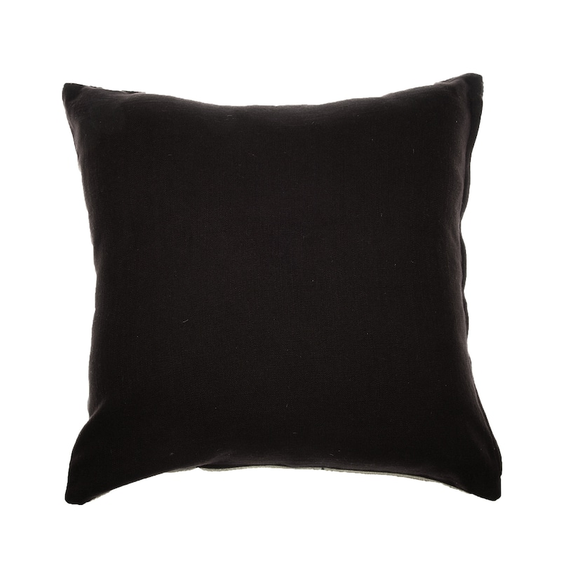HomeRoots 24" Beige and Black Geometric Cotton Throw Pillow With Embroidery