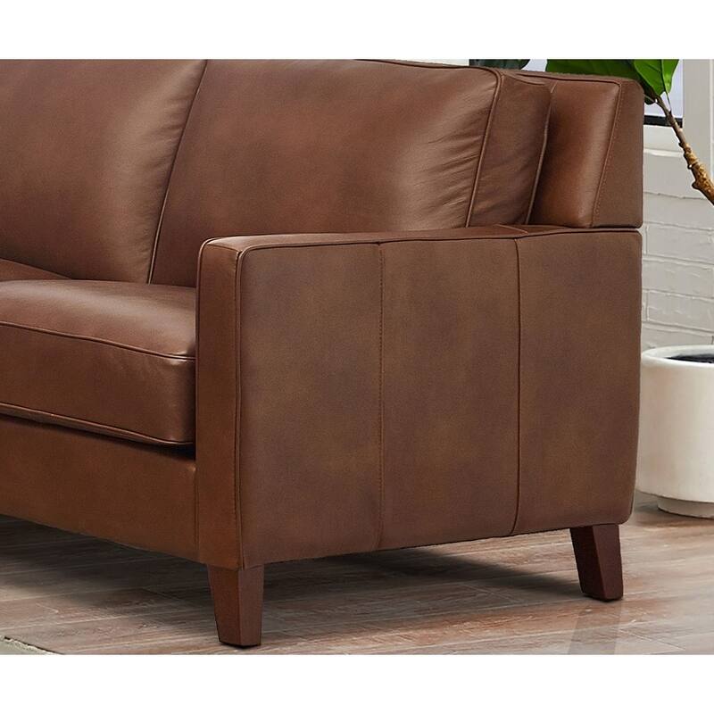 Hydeline Ashby Top Grain Leather Chair With Feather, Memory Foam and Springs