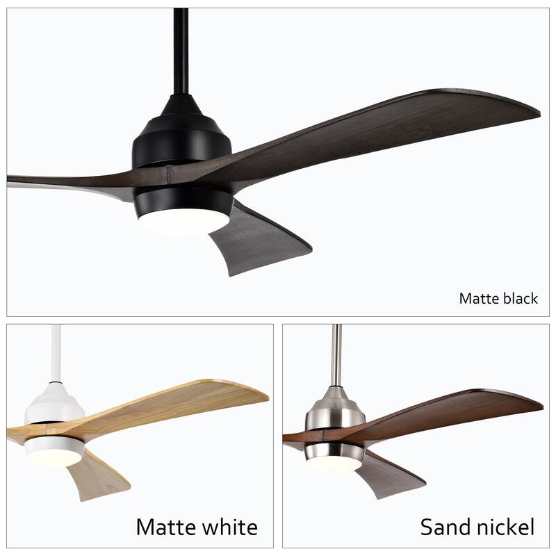 52" Solid Wood Blades Ceiling Fan with Lights Remote Control, Quiet DC Motor 3 Blade Ceiling Fans 6 Speed Levels