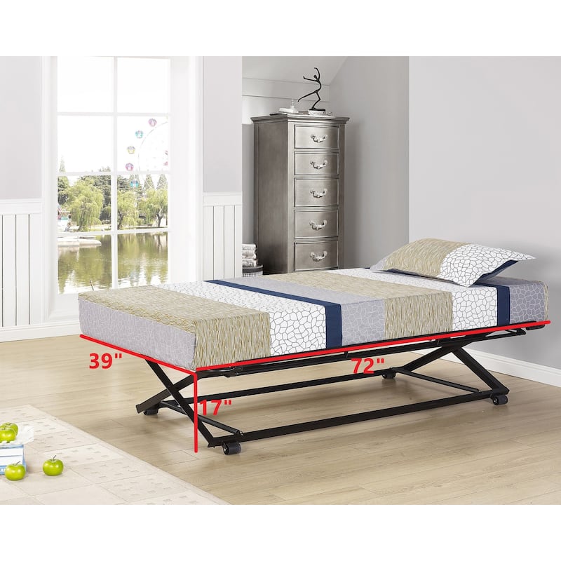 Roll-out Pop-up Steel Trundle Twin Bed