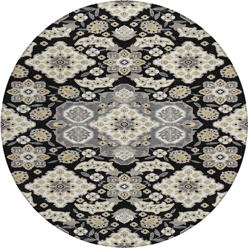 HomeRoots Medallion Traditional Rectangle Outdoor Rug