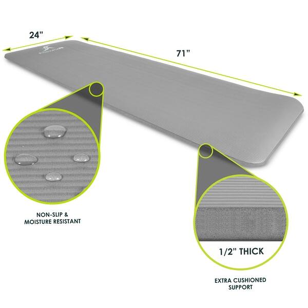 dimension image slide 6 of 7, ProsourceFit Extra Thick Yoga and Pilates Mat 1/2" or 1", 71-inch long