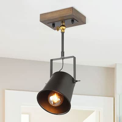 The Gray Barn Hickory Place Wood Ceiling Track Lighting Spotlights 1-light Track Lights - L6"xW4.75"xH13.5"