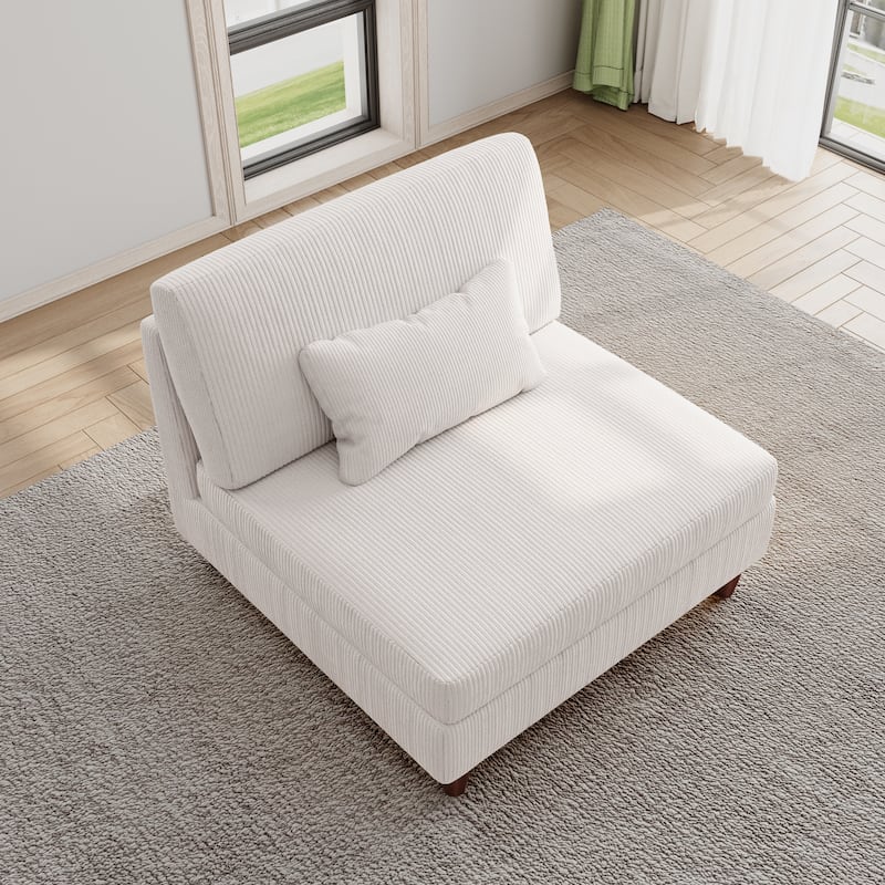 Corduroy Armless Chair Accent Chair Sofa