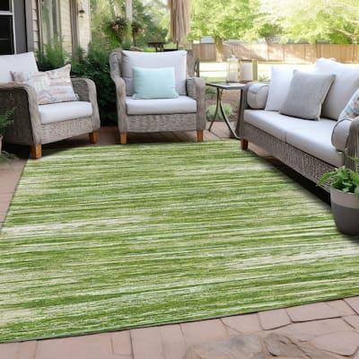 Machine Washable Indoor/ Outdoor Chantille Abstract Stripe Rug