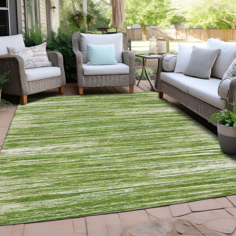 Machine Washable Indoor/ Outdoor Chantille Abstract Stripe Rug