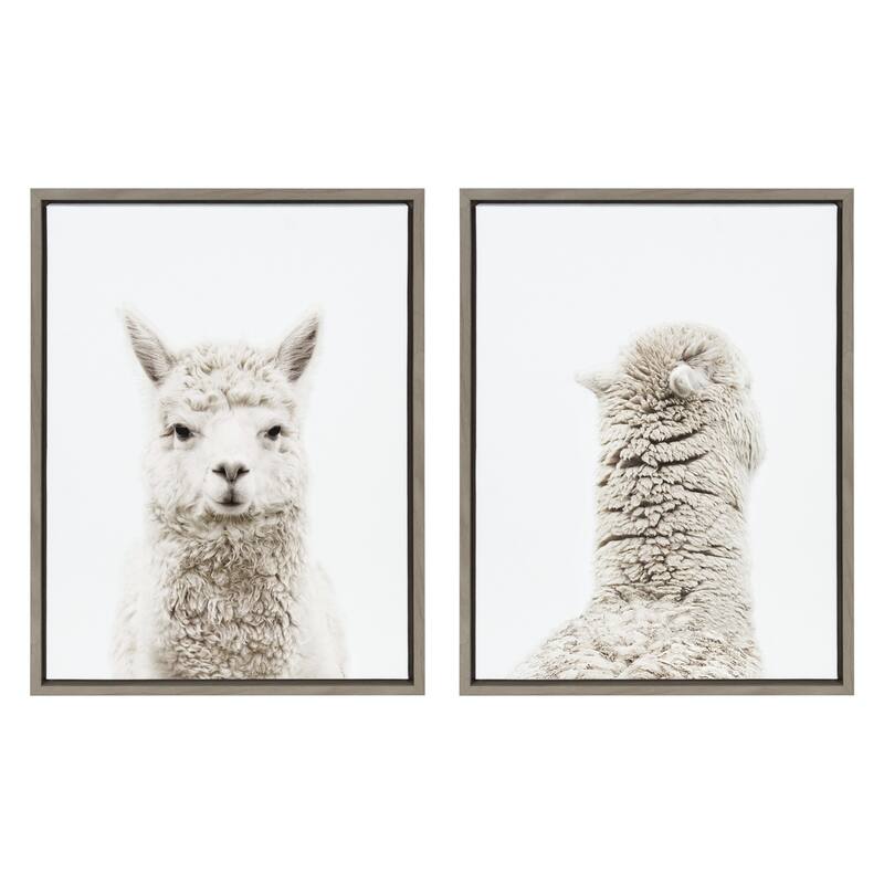 Kate and Laurel Sylvie Animal Front And Back Framed Canvas By Amy Peterson - 2 Piece Set 18x24 - Grey