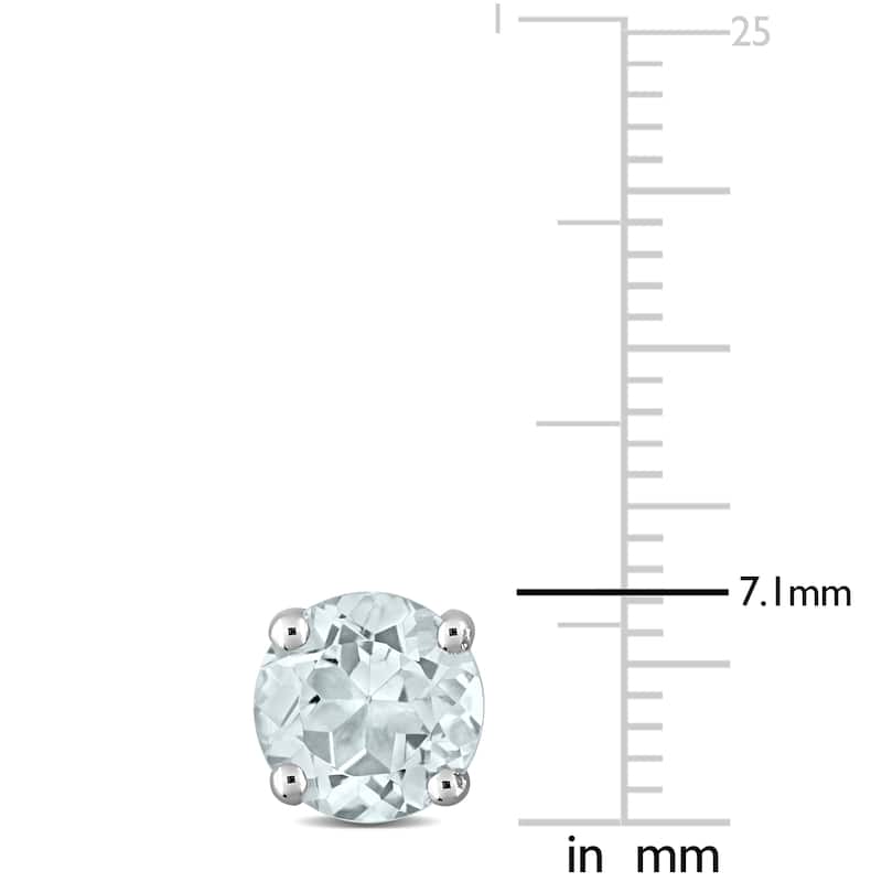 Miadora Aquamarine Birthstone Solitaire Stud Earrings in Sterling Silver