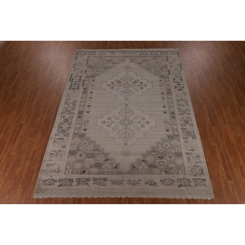 Heriz Serapi Indian Area Rug Handmade Beige Wool Carpet - 8'9" x 11'10"