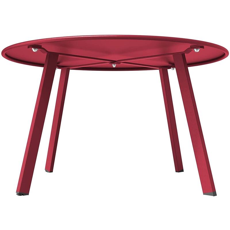 Patio Round Steel Patio Coffee Table, Weather Resistant Outdoor Large Side Table