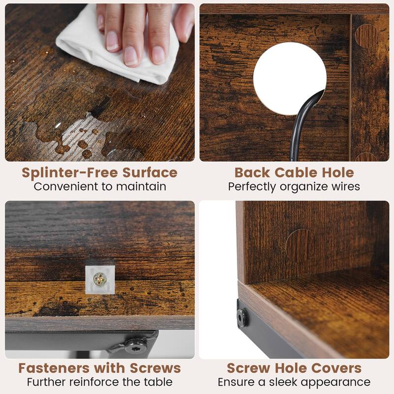 Gymax 40'' Console Table w/ Power Strip 3-Tier Entryway Table w/ RGB