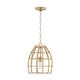preview thumbnail 1 of 3, Wren 1-light Matte Brass Small Pendant w/ Handcrafted Rattan