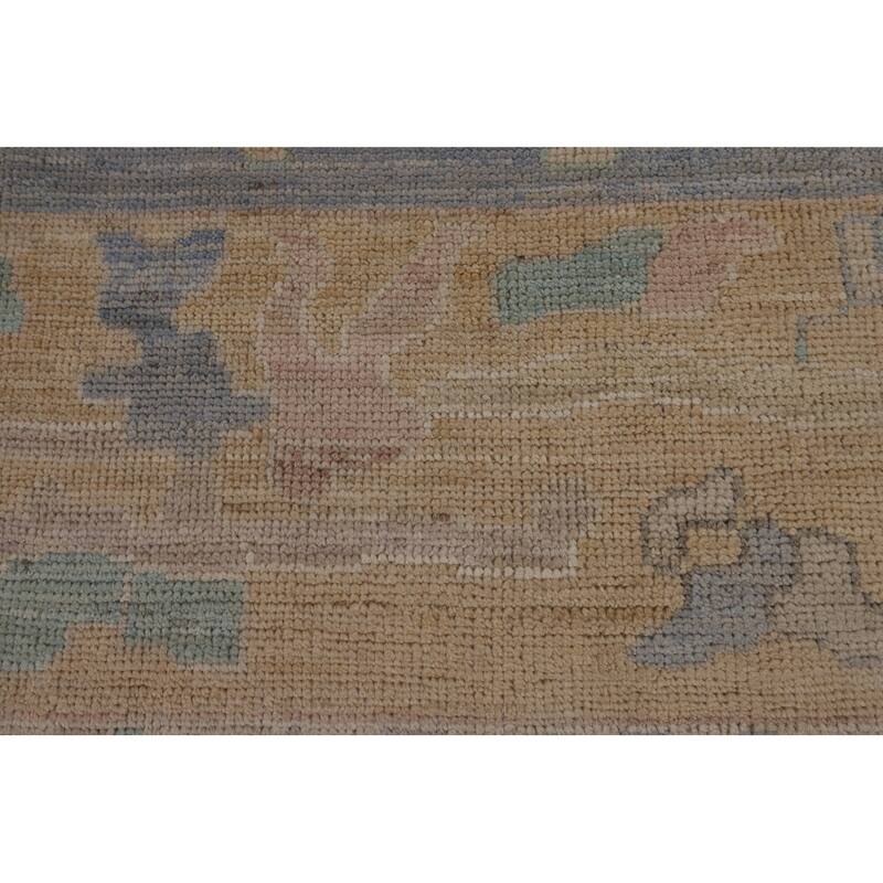 Vegetable Dye Blue Oushak Turkish Area Rug Hand-Knotted Wool Carpet - 8'3"x 10'3"