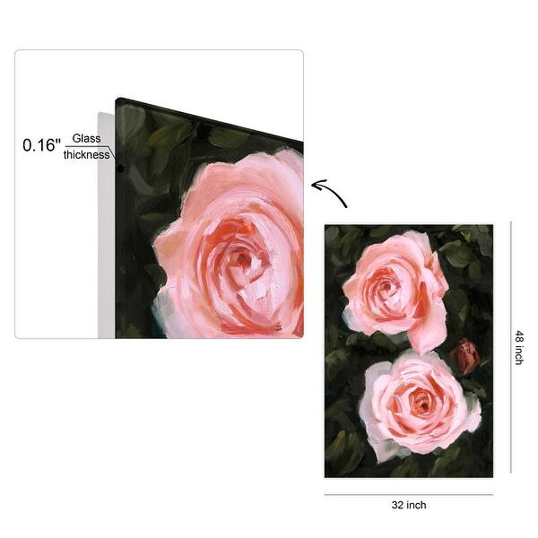 dimension image slide 1 of 6, Empire Art Direct Ethereal Roses I Printed Tempered Glass Wall Art