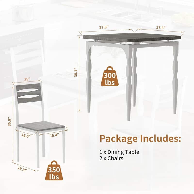 Dining Table Set for 2 with Spiral Table Legs for Small Spaces Kitchen Apartment