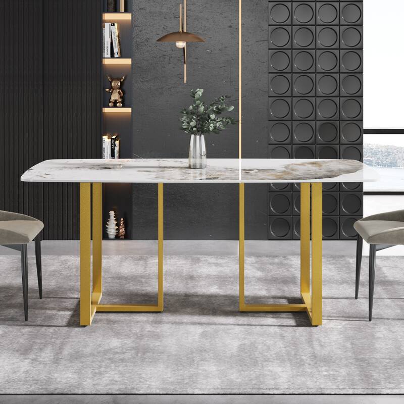 71'' Modern Rectangular Sintered Stone Dining Table for 8