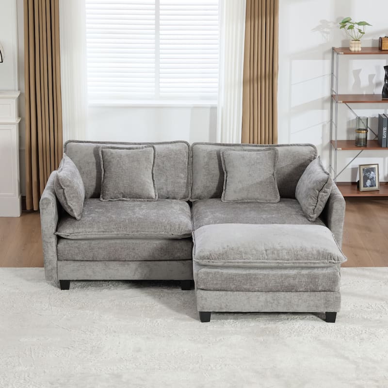 Cloud Sofa LoveSeat (Ottoman is not included), Modern Sectional Couch, Comfy Double Layer Upholstered Seat Cushion