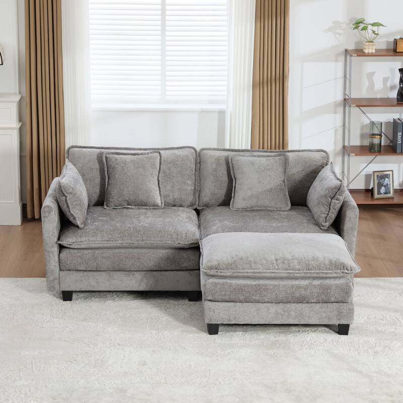 Roomfitters Large Upholstered Sofa Loveseat with Plush Cushions and Pillows, Modern Cloud Couch for Living Room