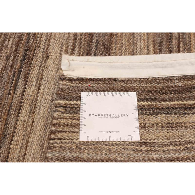 ECARPETGALLERY Flat-Weave Boho Tan Wool Kilim - 13'4 x 13'0