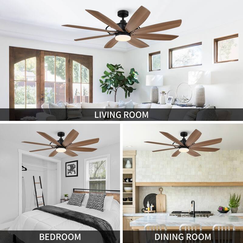 60-in Black Farmhouse Windmill Ceiling Fan with LED Light and Remote