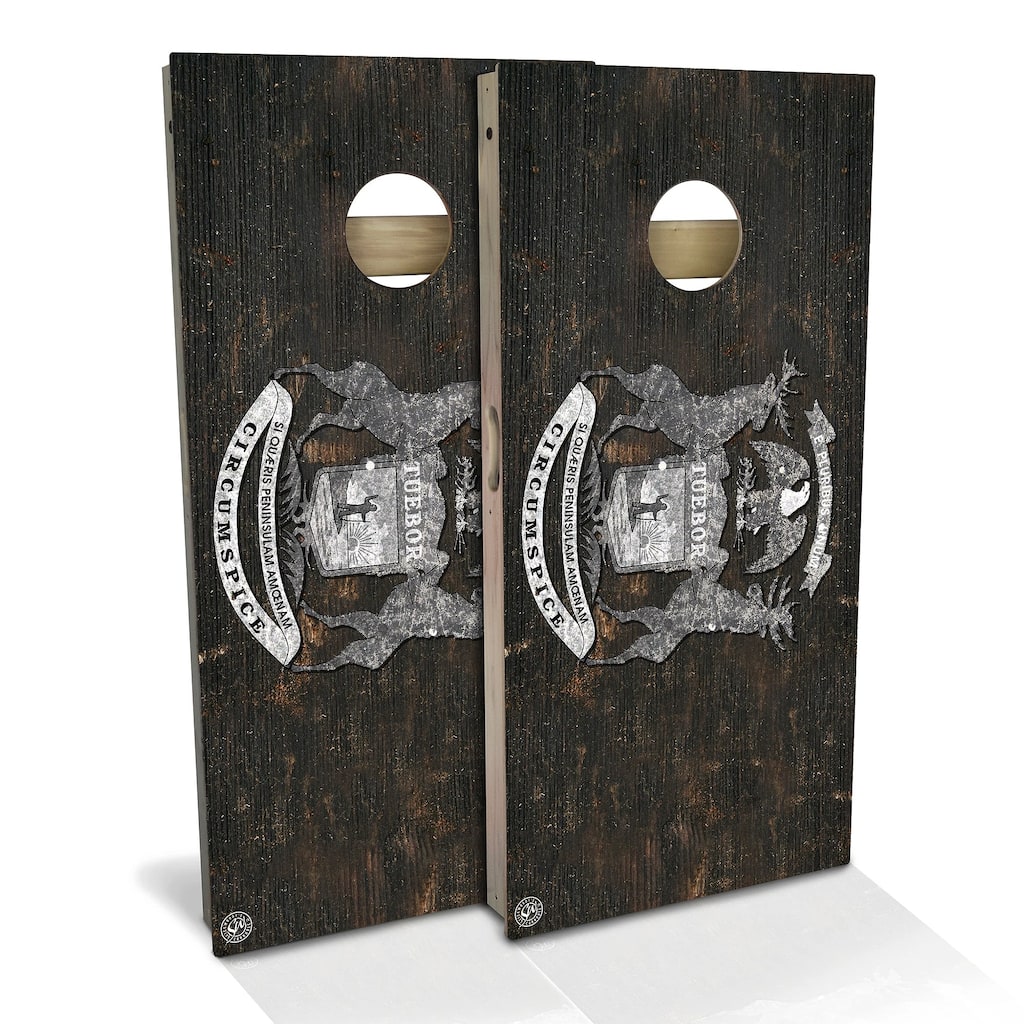 Michigan Flag Rustic Outdoor Cornhole Board Set
