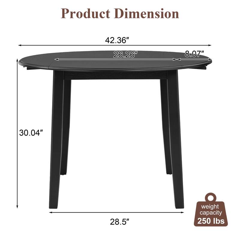 Extendable Round Dining Table for 2-4 People, Folding Dining Table with Adjustable Size, for Small Apartments and Dining Areas