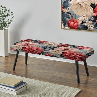 Vintage Pink And Blue Charm Floral Pattern - Floral Upholstered Bench ...