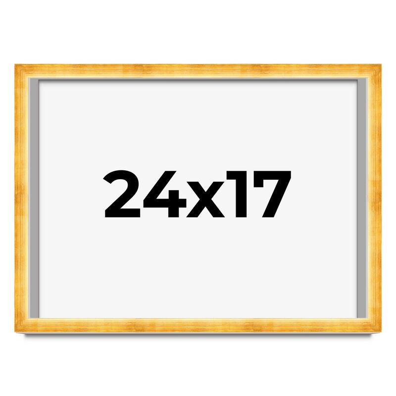 24x17 Shadow Box Frame Gold | 1.625 Inches Deep Real Wood Traditional