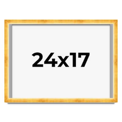 24x17 Shadow Box Frame Gold | 1.625 Inches Deep Real Wood Traditional
