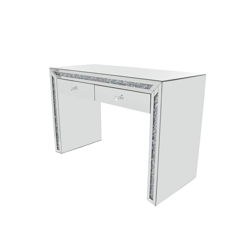 Wooden Mirrored 2 Drawers Console Table - Silver - Roche River Decor