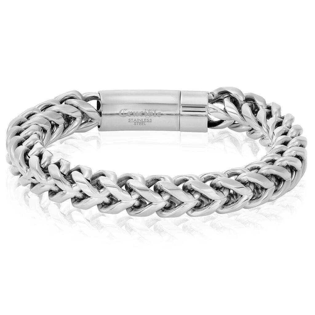 Crucible Men's Polished Rounded Franco Chain Steel Bracelet (10mm)
