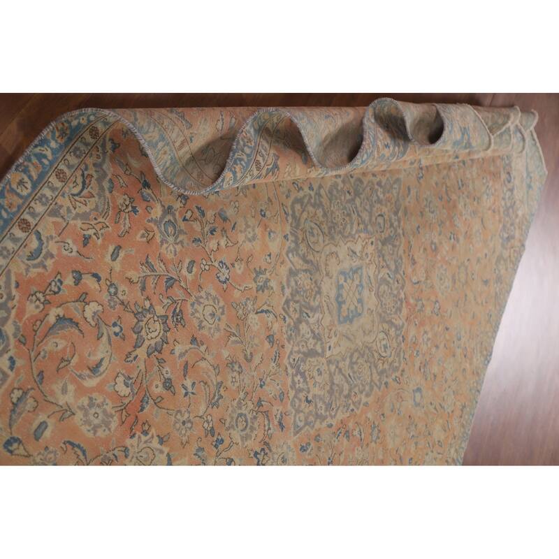 Hand Knotted Oriental 100% Wool Carpet Traditional Floral Oranges & Rust Mashad Area Rug - 10' 2'' X 6' 9''