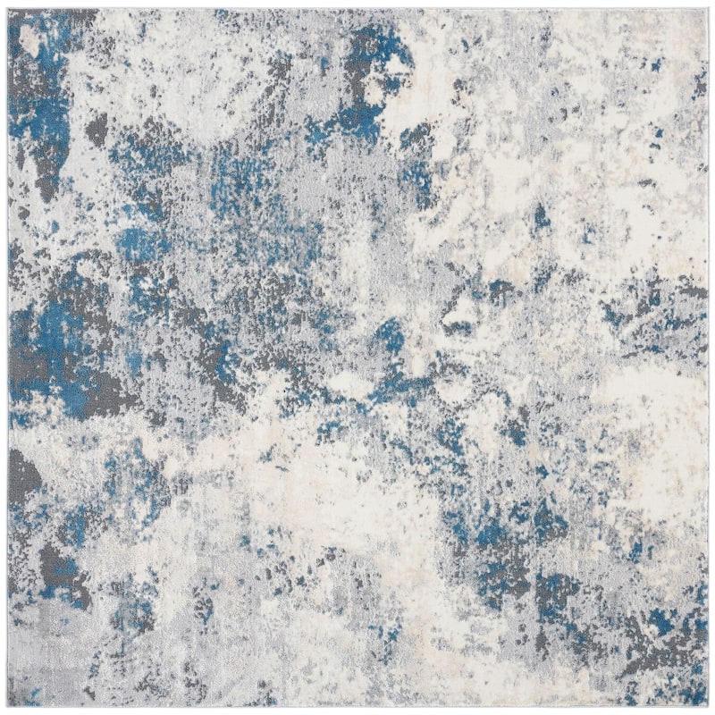 SAFAVIEH Lagoon Gesine Modern Area Rug - 6'7" Square - Grey/Turquoise