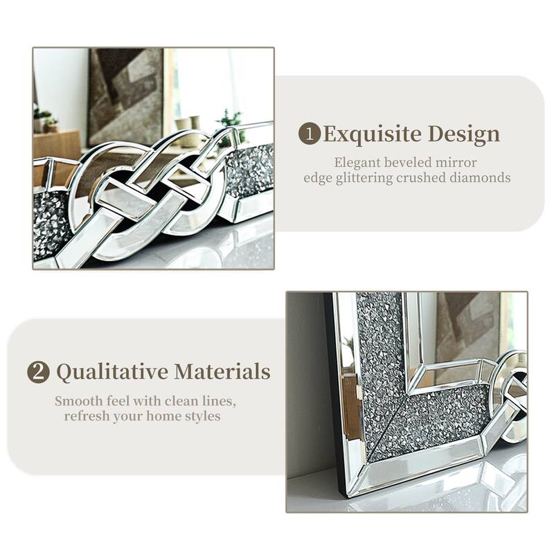 Sparkling Crystal Crush Diamond Accent Mirror Wall Mounted