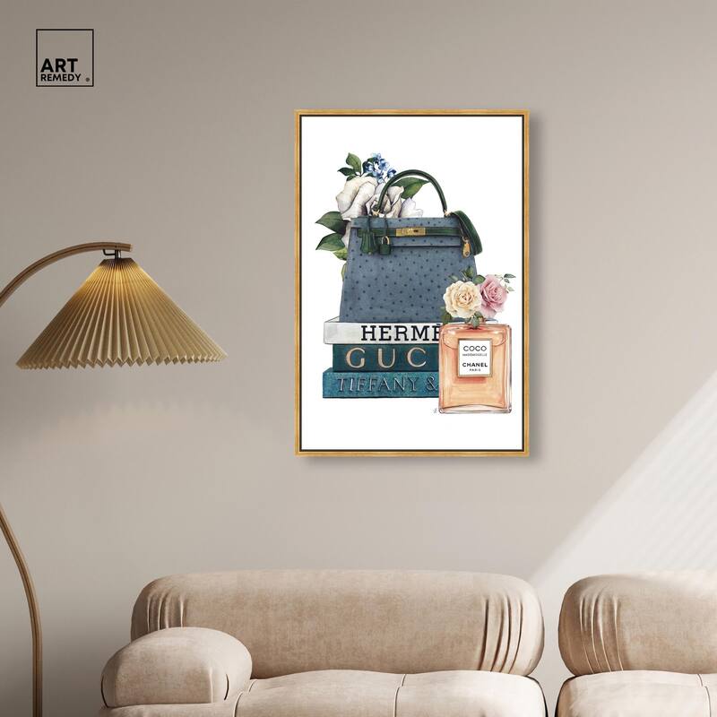 Books and Coco Orange Canvas by Art Remedy