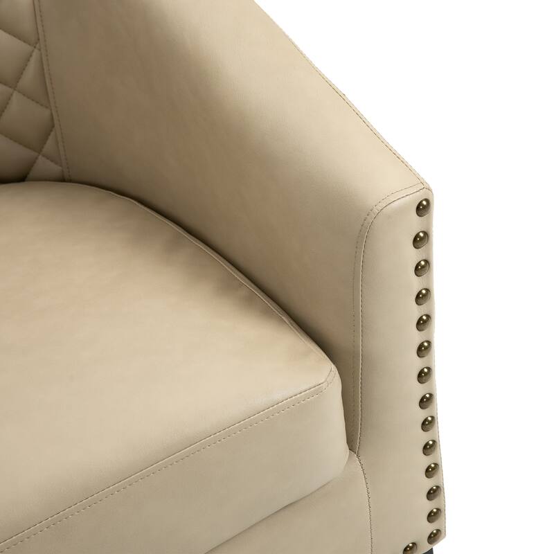 Faux Leather Barrel Accent Chair