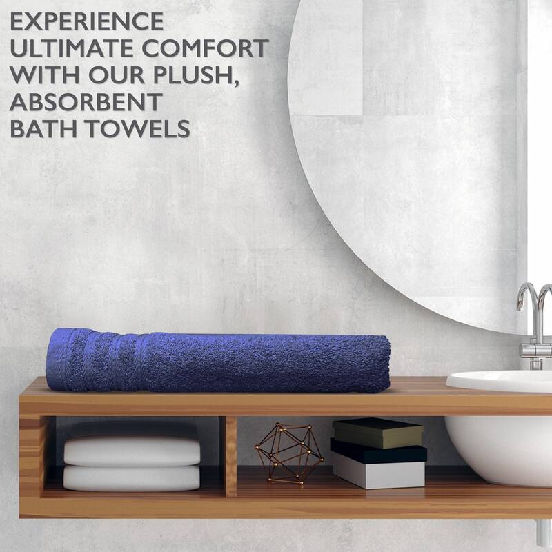 4 Piece Premium Cotton Bath Towels Set 27x54" Soft Absorbent - Classical Blue