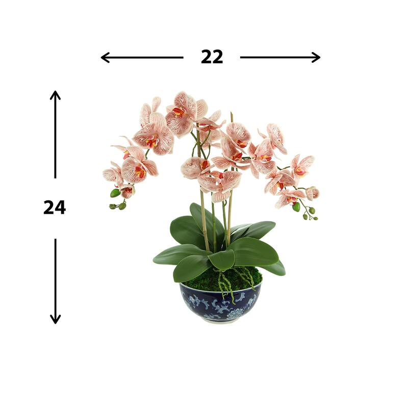 Orchid Floral Arrangement in a Ceramic Bowl