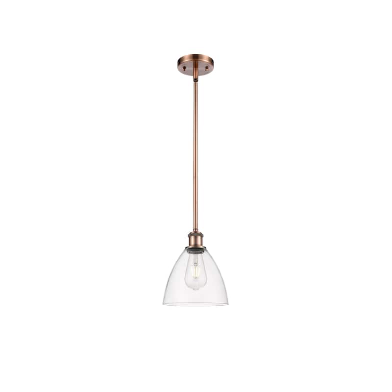 Innovations Lighting Bristol Glass 1 Light 8" Mini Pendant - Clear/Antique Copper