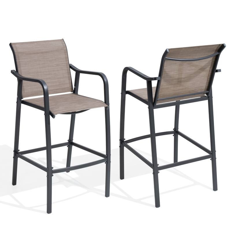 Lightweight Bar Height Barstools Outdoor Bar Stools Patio Bar Chairs - 21.3" W x 22.5" D x 44" H - Espresso - 2PC