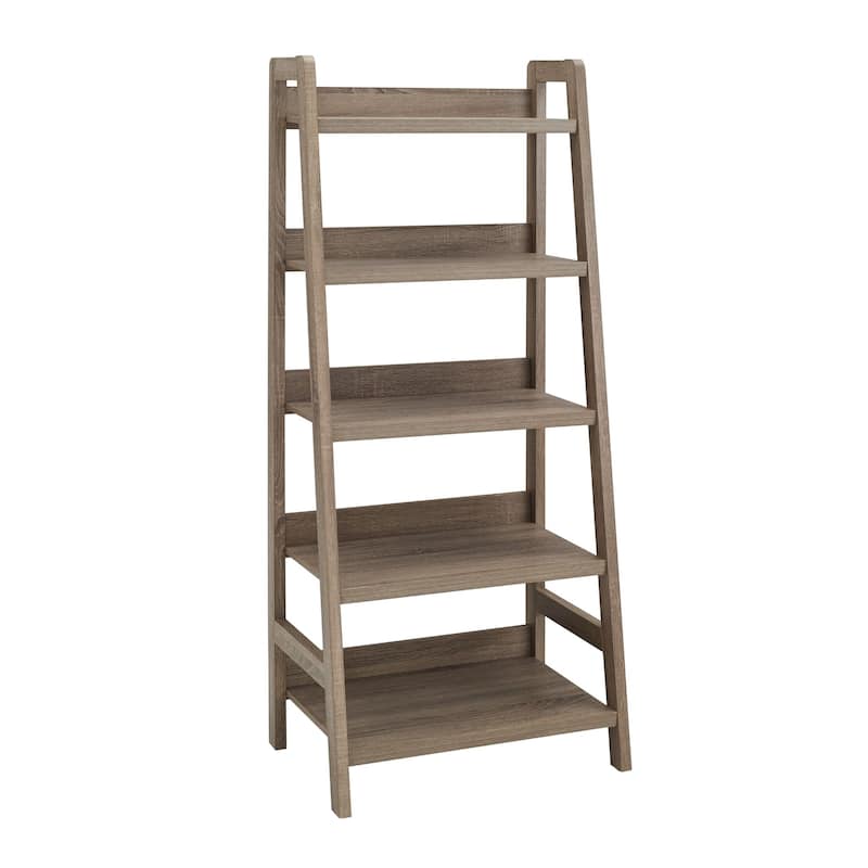 5 Tier Ladder Shelf Bookcase - 60.25" - Gray