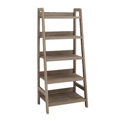 5 Tier Ladder Shelf Bookcase - 60.25" - Gray