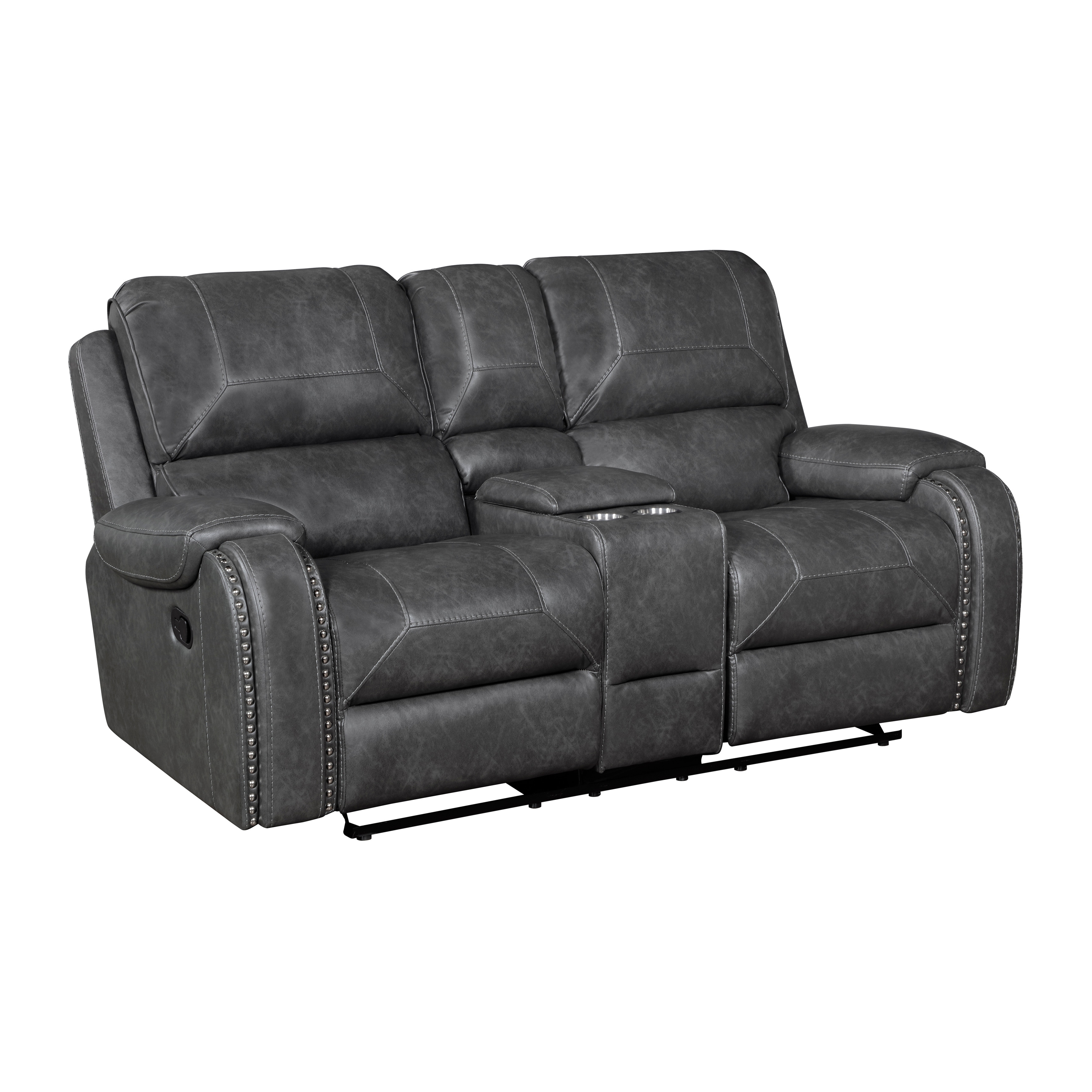 Ashton 76" Faux Leather Manual Double Glider Reclining Loveseat