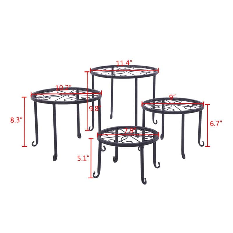 Round Iron Garden Plant Stand Pot Potted Holder