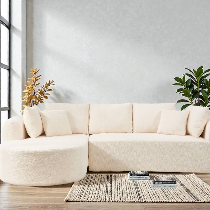 109" Cloud Sectional Couch, Boneless L-Shaped Sofa with Chaise, Corduroy Upholstery, Memory Foam
