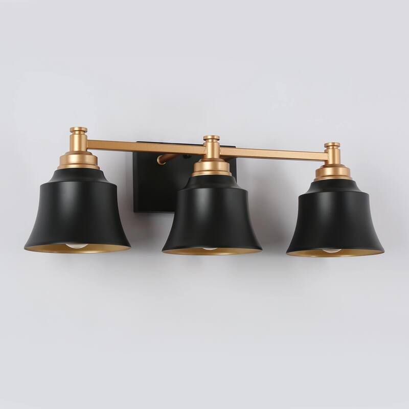 Modern Black Gold 3-Light Bathroom Vanity Light Transitional Dimmable Wall Sconce - L 22.5"* W 7.5"* H 7"
