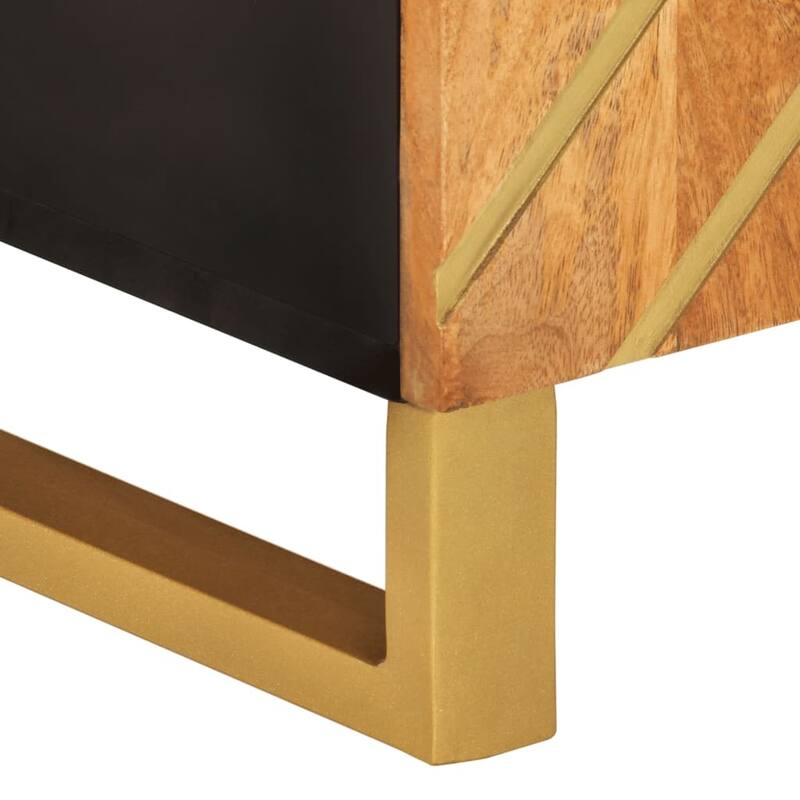 vidaXL TV Cabinet Brown and Black Solid mango wood, MDF, iron - 41.3 x 13.2 x 18.1 in